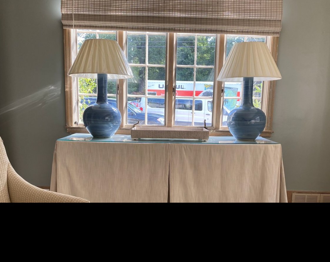 Window vignette with two table lamps