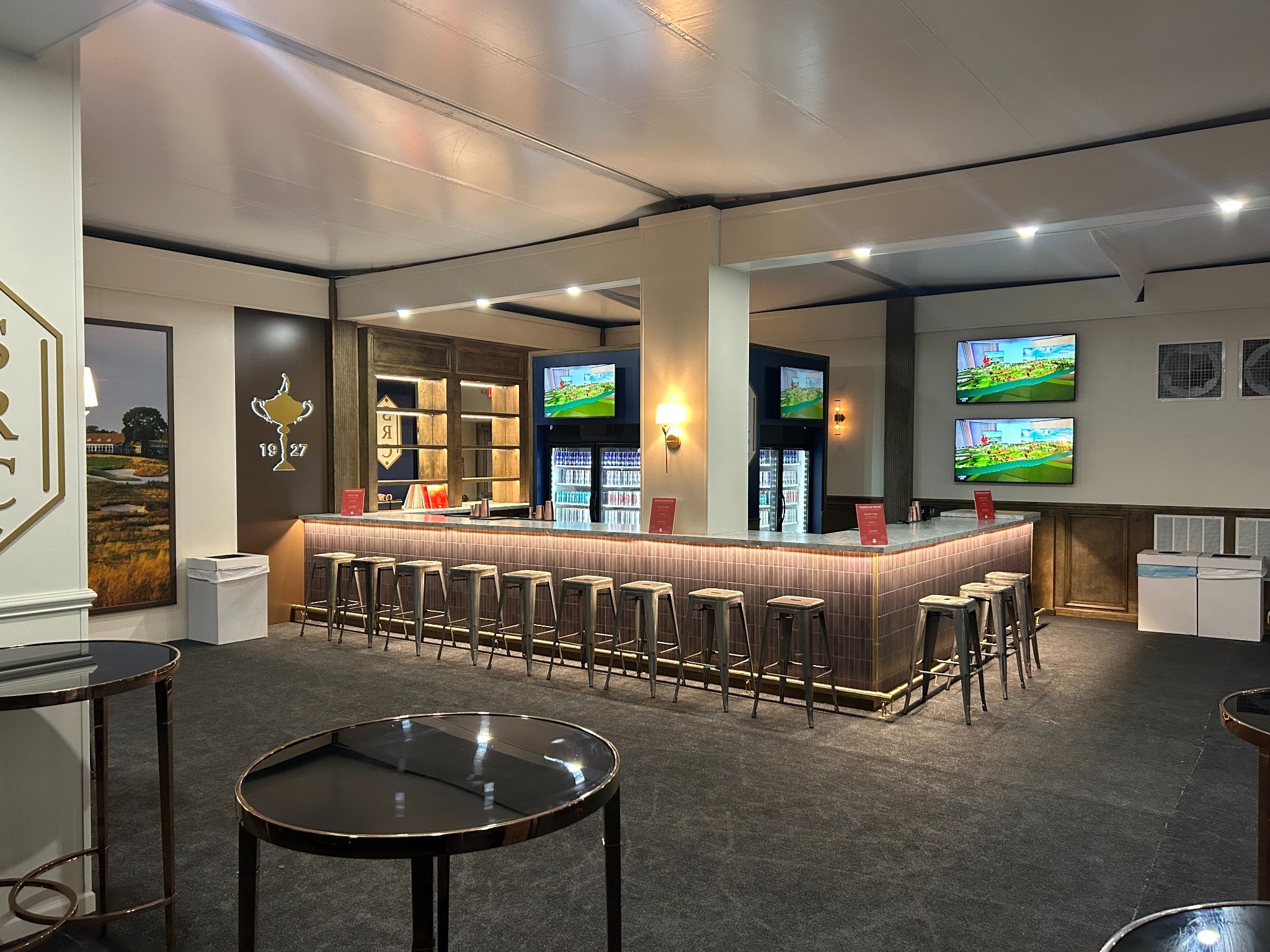 Completed bar with lighting and seating