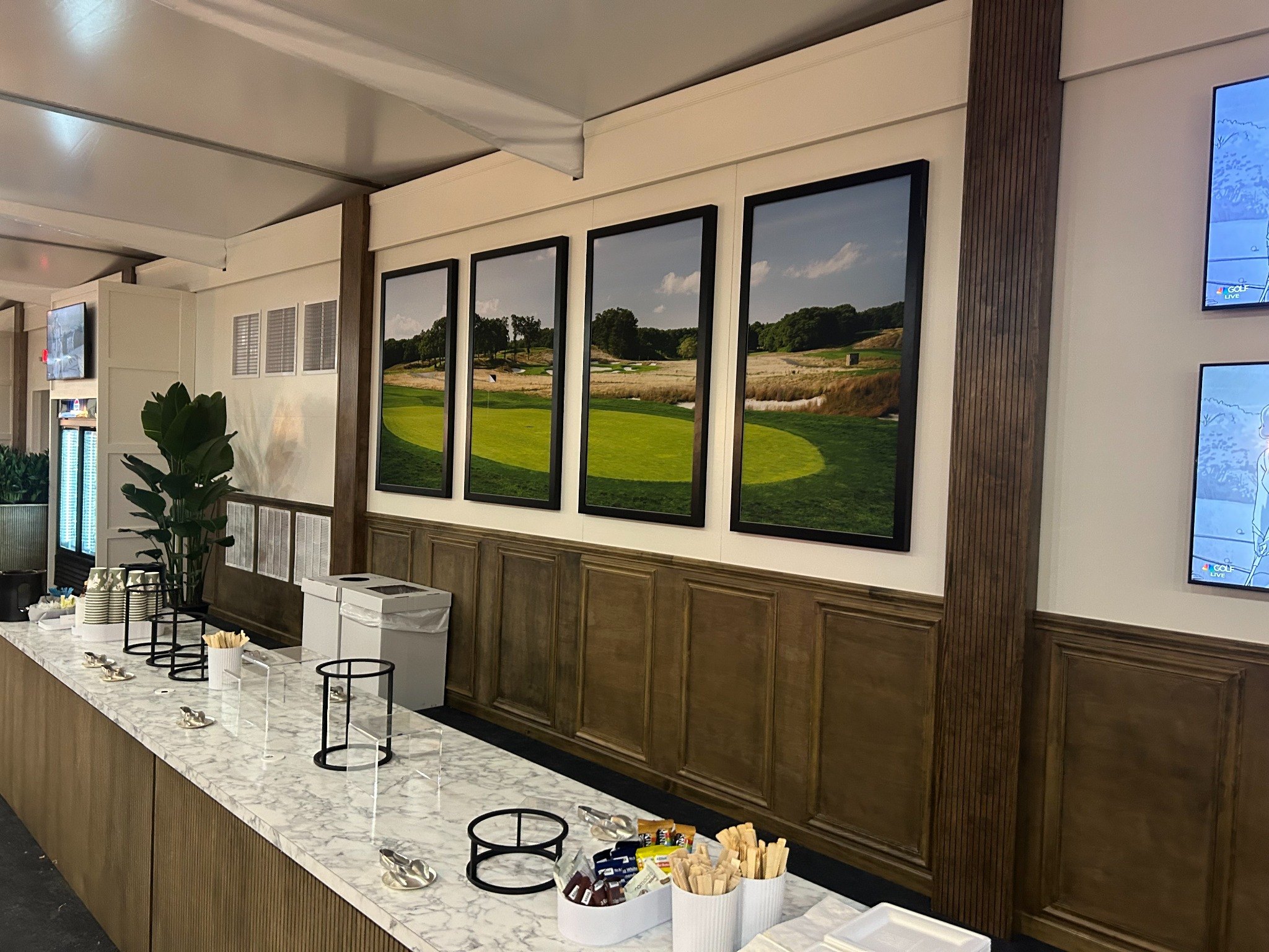 Completed buffet with framed golf course imagery