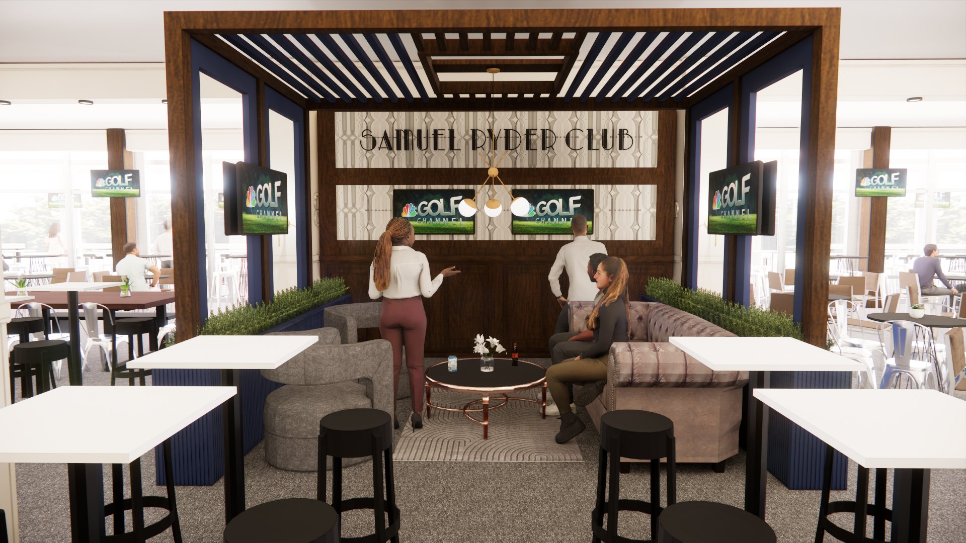 3D rendering of the branded lounge canopy